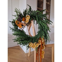 Wieniec zimowy świąteczny Amarantus i Pomarańcze 55 cm